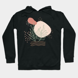 Abstract shapes dots lines and tropical plants leaves digital design illustration Hoodie